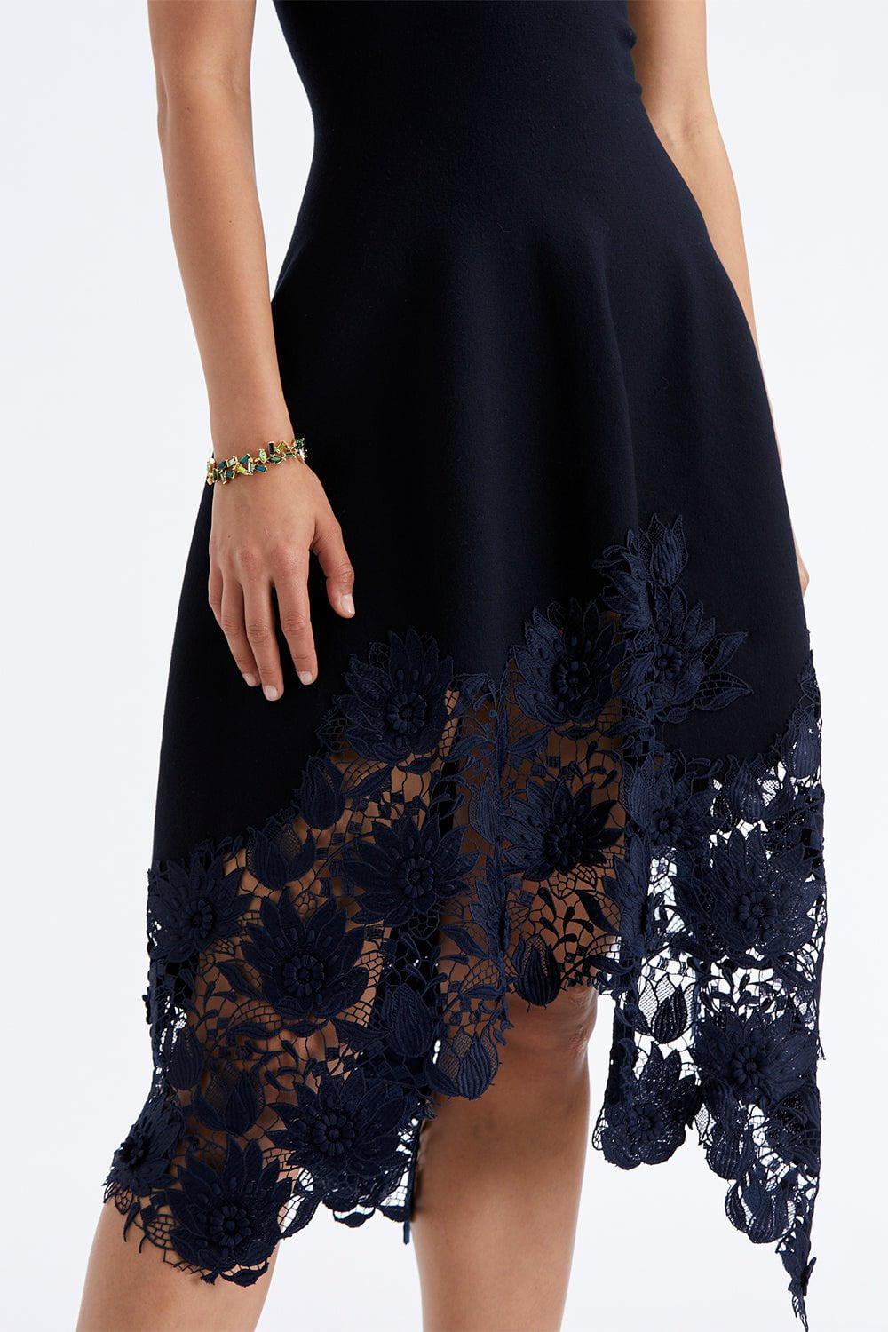 OSCAR DE LA RENTA-Jewel Neck Inset Dress-