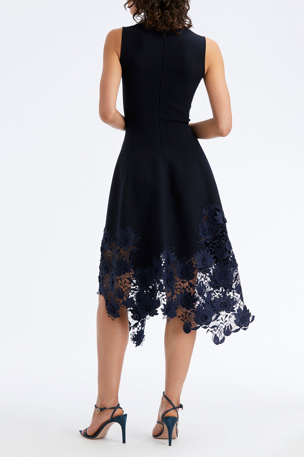 OSCAR DE LA RENTA-Jewel Neck Inset Dress-