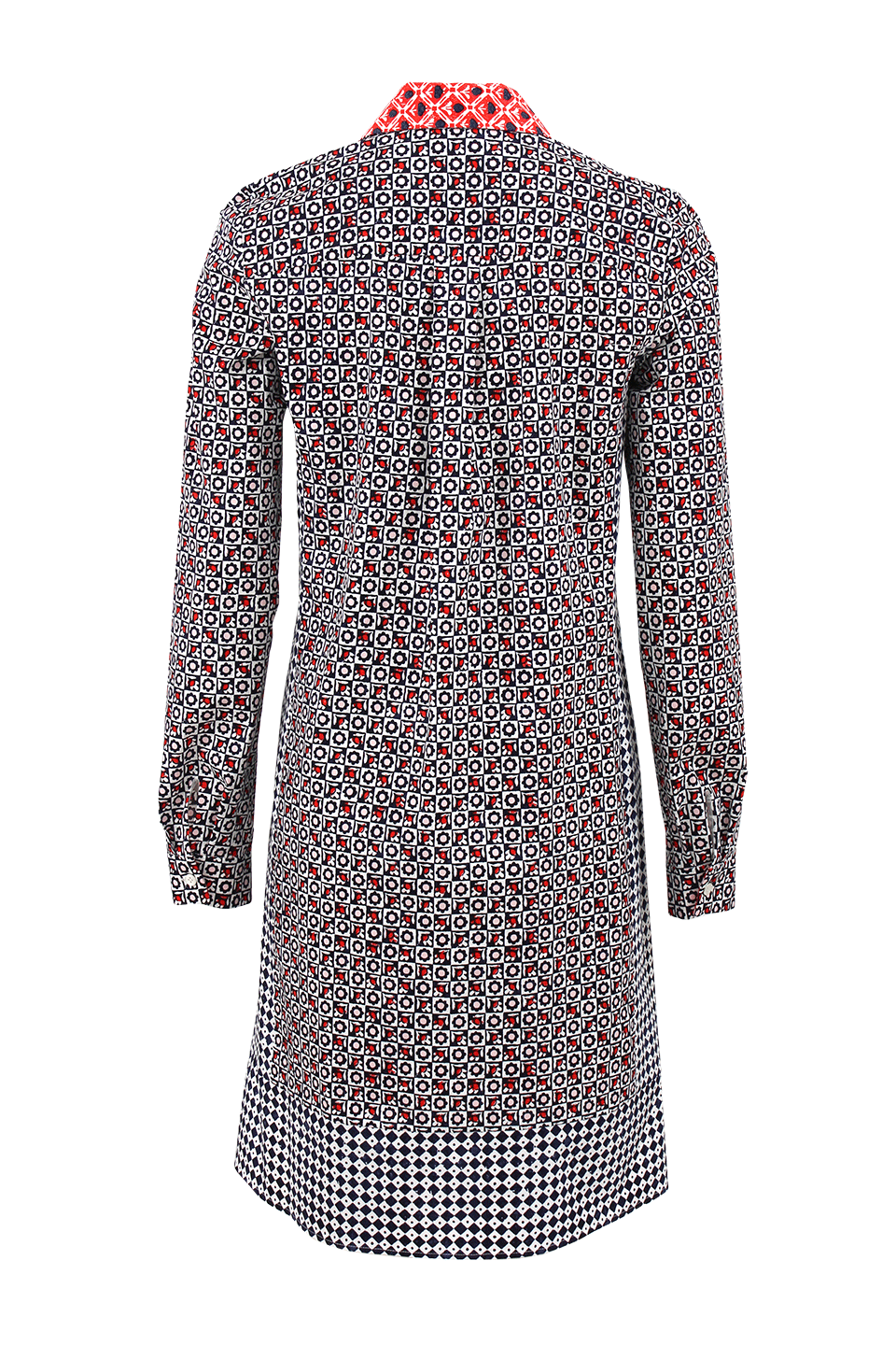 OSCAR DE LA RENTA-Long Sleeve Pleat Front Shirt Dress-