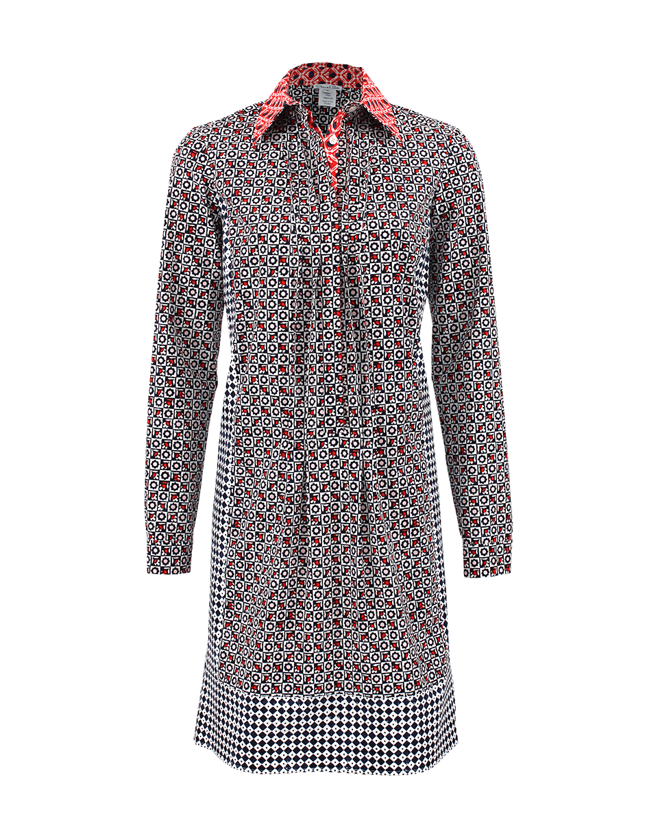 OSCAR DE LA RENTA-Long Sleeve Pleat Front Shirt Dress-