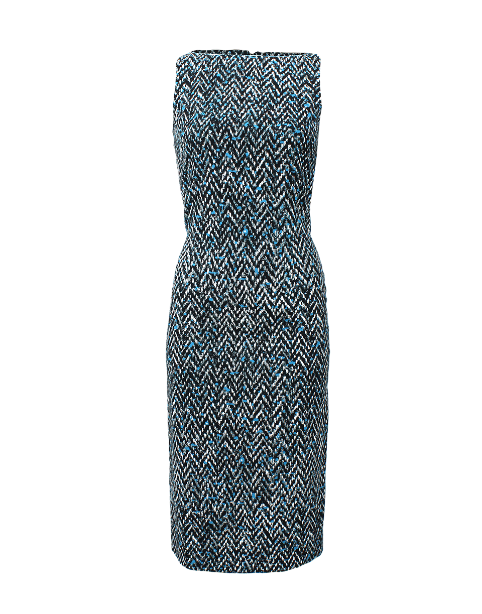 OSCAR DE LA RENTA-Tweed Print Slim Dress-