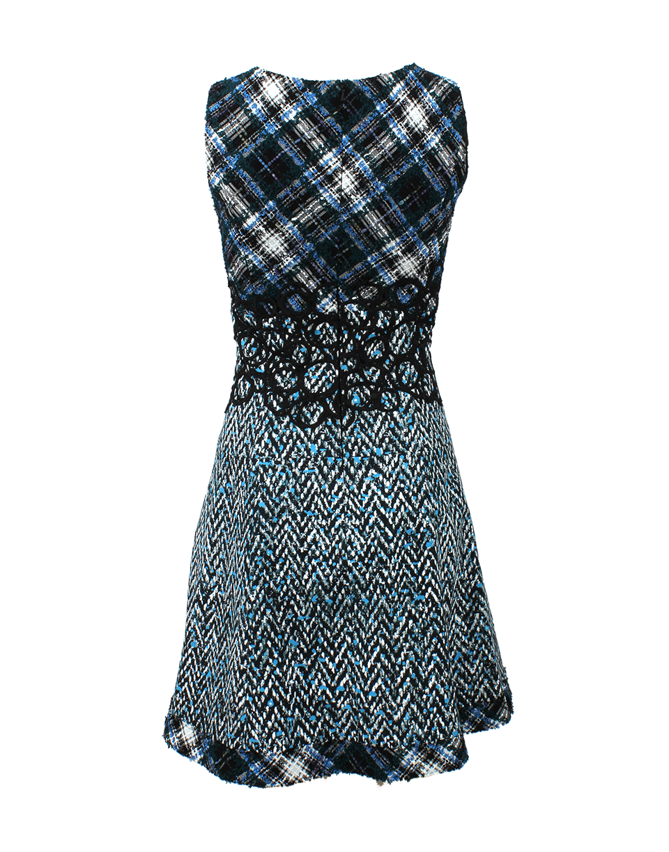 OSCAR DE LA RENTA-Tweed Top Print Dress-