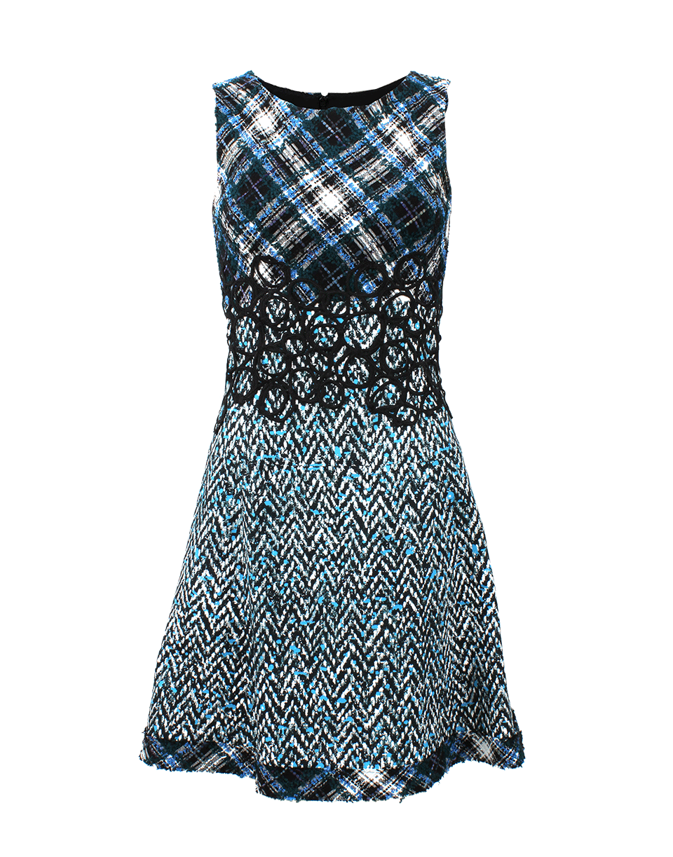 OSCAR DE LA RENTA-Tweed Top Print Dress-