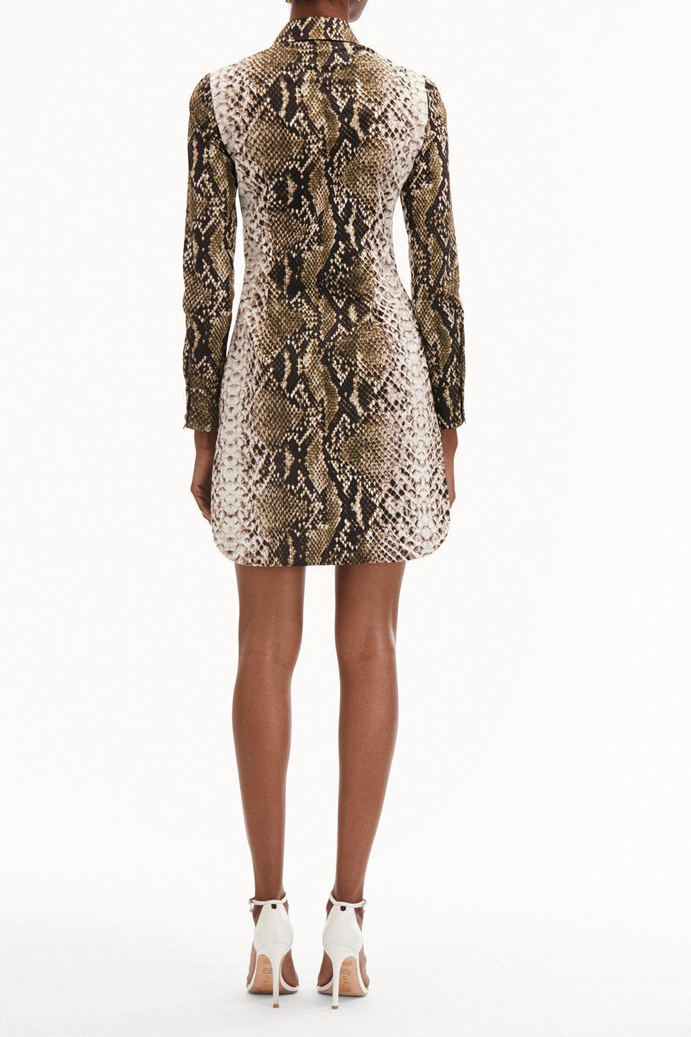 OSCAR DE LA RENTA-Snake Poplin Shirt Dress-