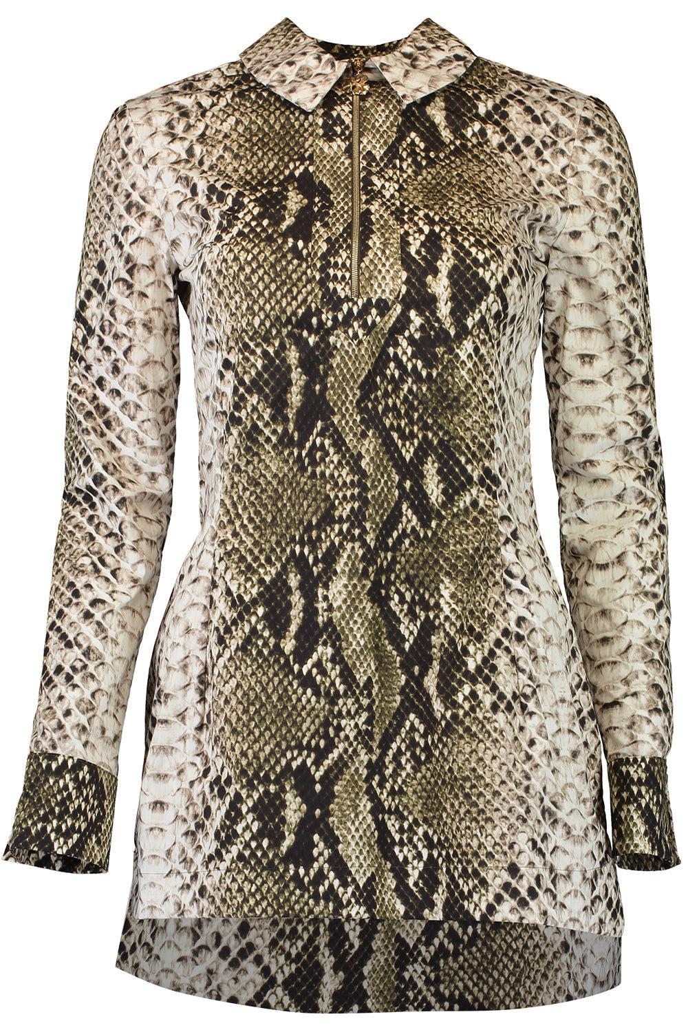 OSCAR DE LA RENTA-Snake Poplin Shirt Dress-