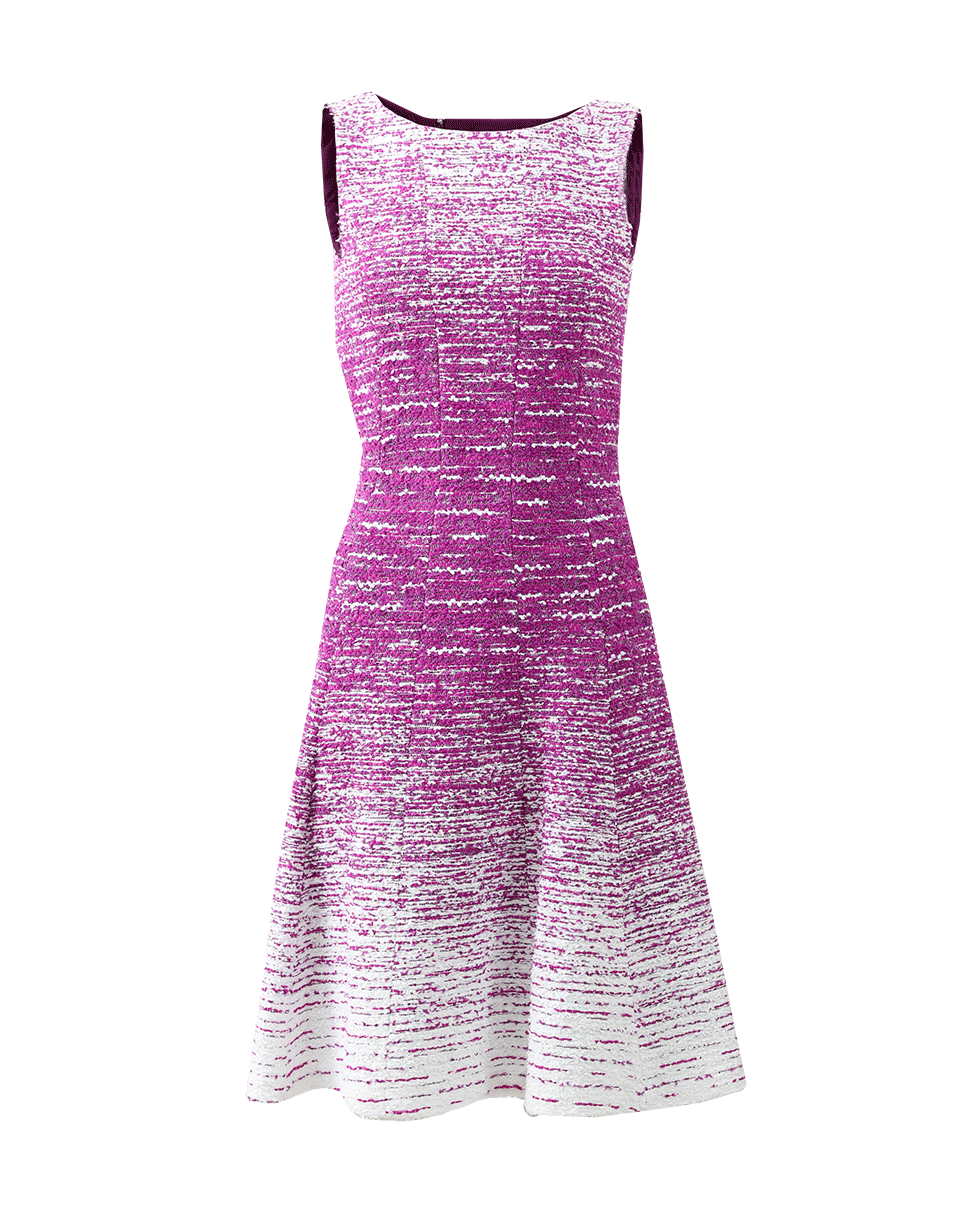 OSCAR DE LA RENTA-Bateau Neck Tweed Dress-ORCH/WHT