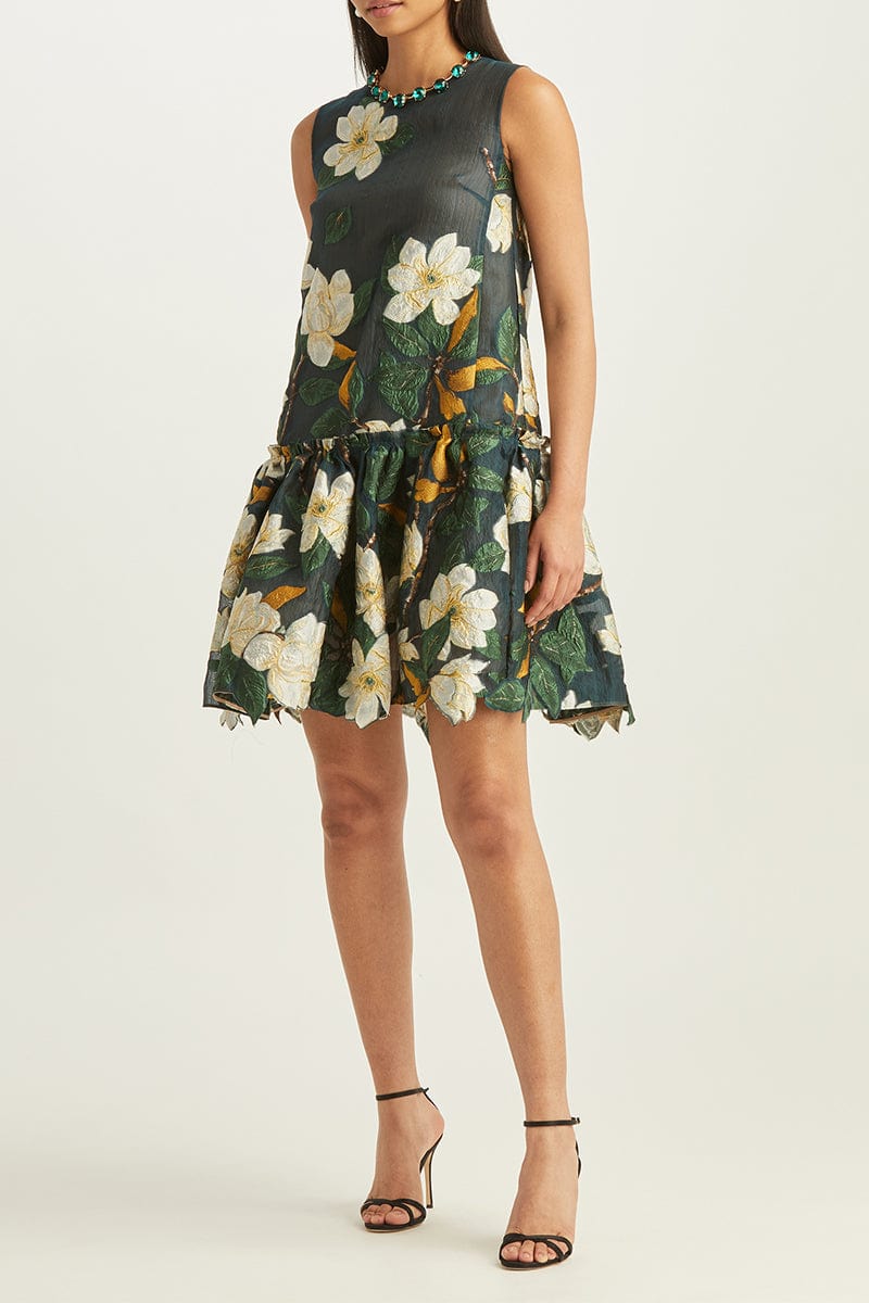 OSCAR DE LA RENTA-Magnolia Fil Coupe Peplum Dress-