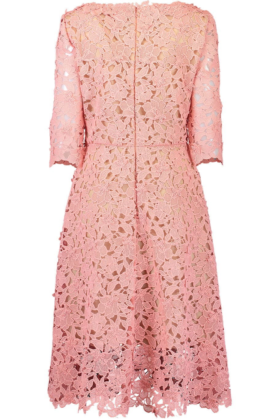 OSCAR DE LA RENTA-Floral Guipure Lace Midi Dress-PETAL