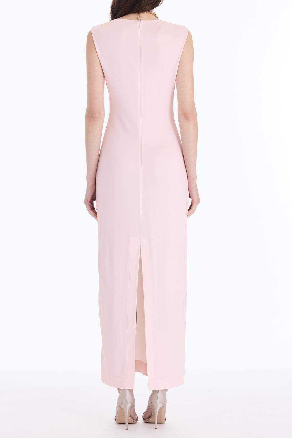 Sleeveless Draped Painted Iris Day Dress-PINK-4-CLOTHINGDRESSCASUAL-OSCAR DE LA RENTA
