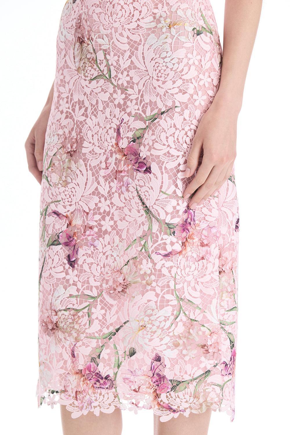Cape Sleeve Painted Iris Lace Day Dress-PINK-6-CLOTHINGDRESSCASUAL-OSCAR DE LA RENTA