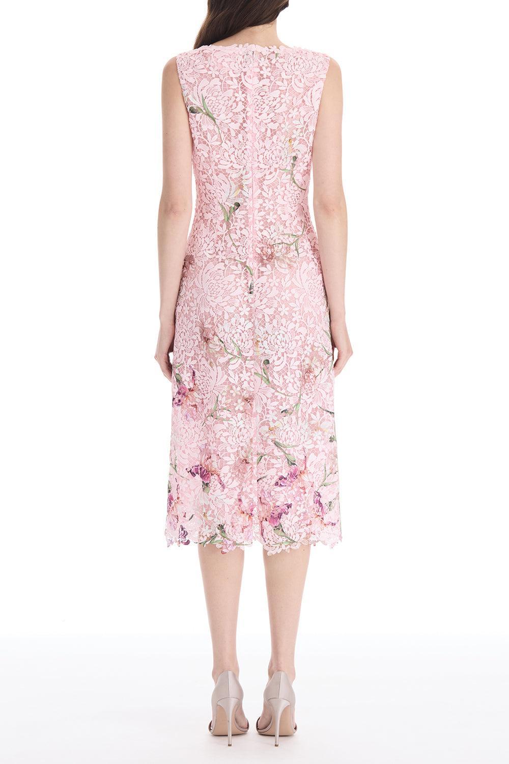  Cape Sleeve Painted Iris Lace Day Dress-PINK-6-CLOTHINGDRESSCASUAL-OSCAR DE LA RENTA 