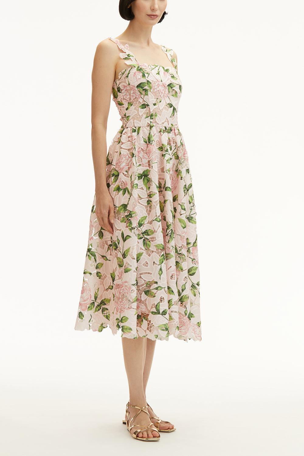 SLEEVELESS GARDEN ROSE DRESS-PINK/BLUSH-4-CLOTHINGDRESSCASUAL-OSCAR DE LA RENTA