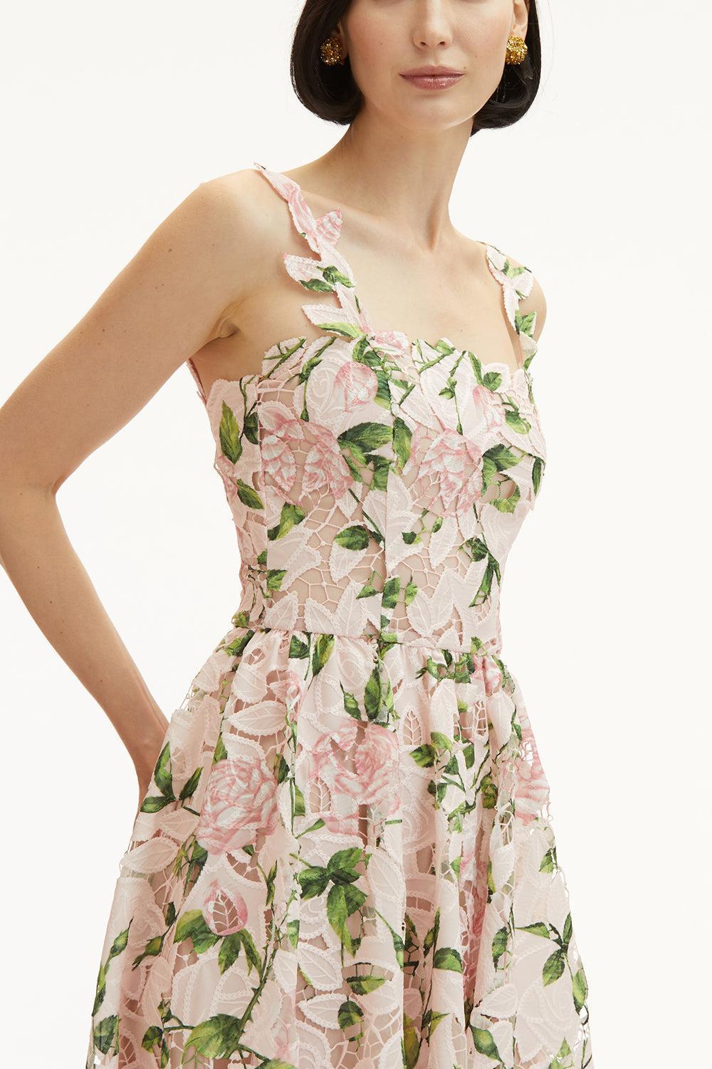 SLEEVELESS GARDEN ROSE DRESS-PINK/BLUSH-4-CLOTHINGDRESSCASUAL-OSCAR DE LA RENTA