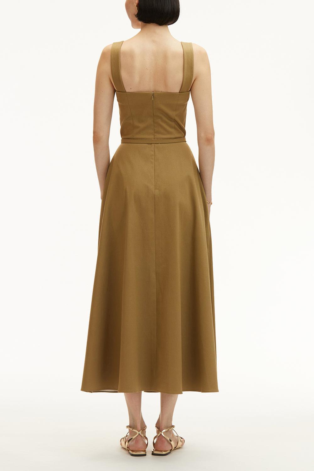 SLEEVELESS PAINTED ROSES DRESS-PINK/KHAKI-6-CLOTHINGDRESSCASUAL-OSCAR DE LA RENTA