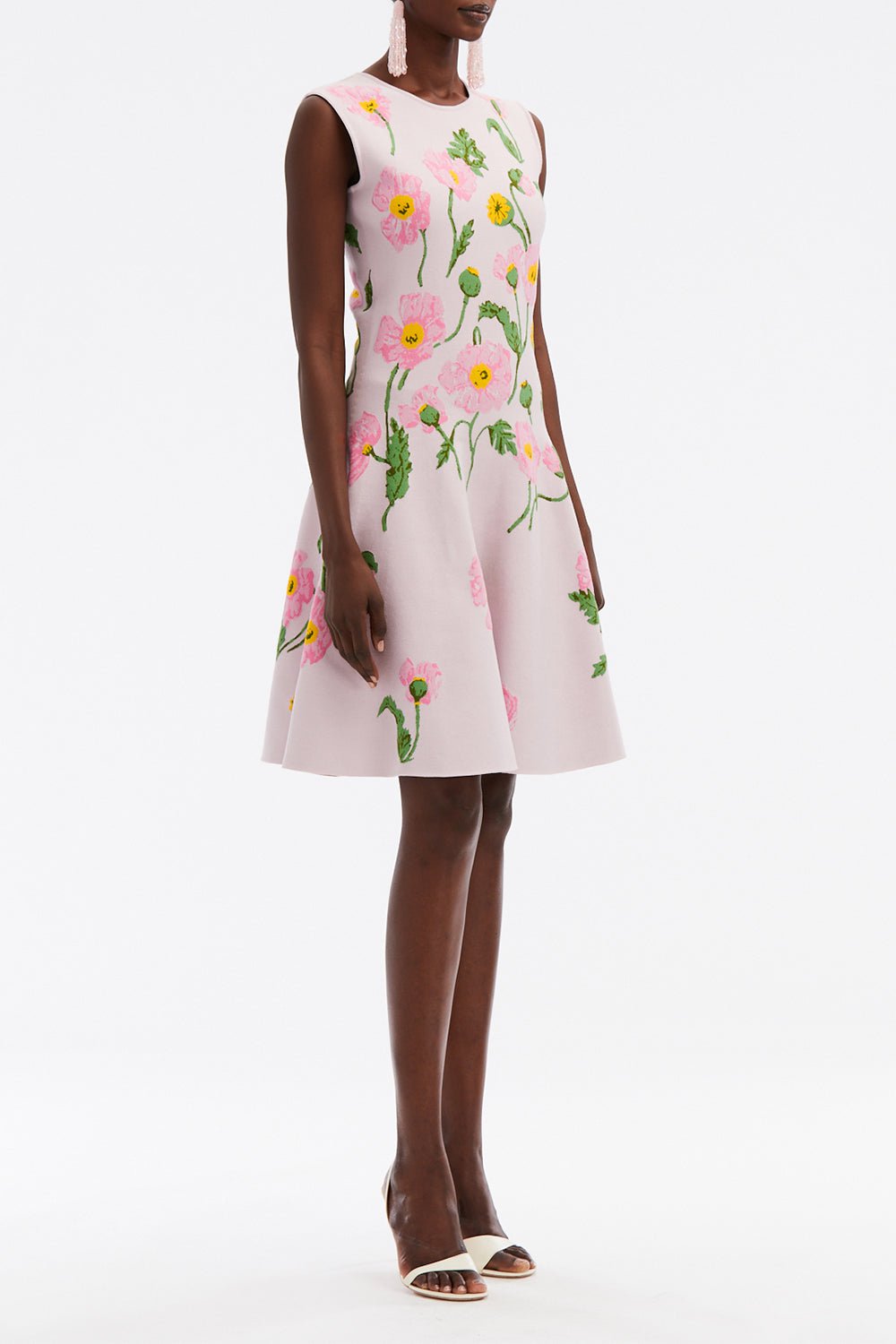 OSCAR DE LA RENTA-Printed Poppies Fit And Flare Dress-