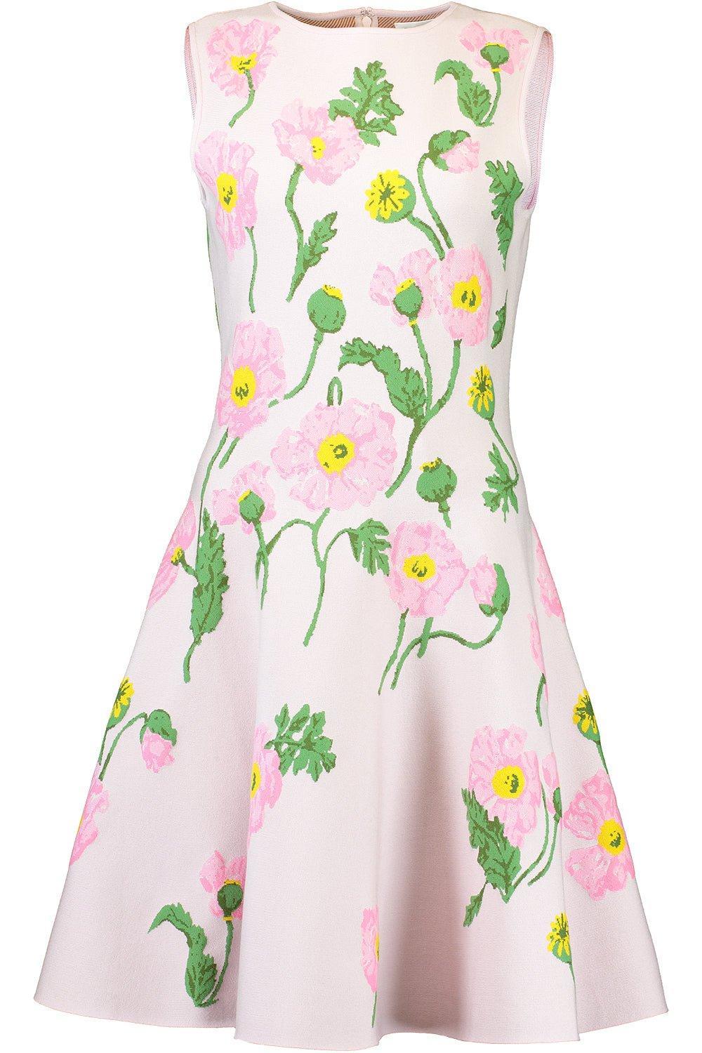 OSCAR DE LA RENTA-Printed Poppies Fit And Flare Dress-