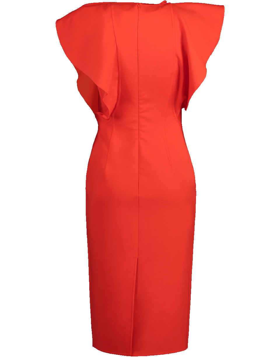 OSCAR DE LA RENTA-Ruffle Wool Midi Dress-