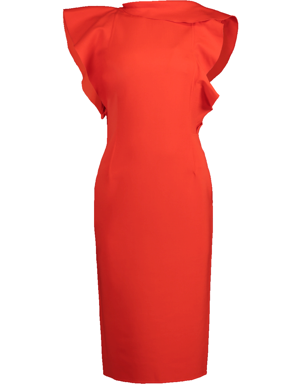 OSCAR DE LA RENTA-Ruffle Wool Midi Dress-