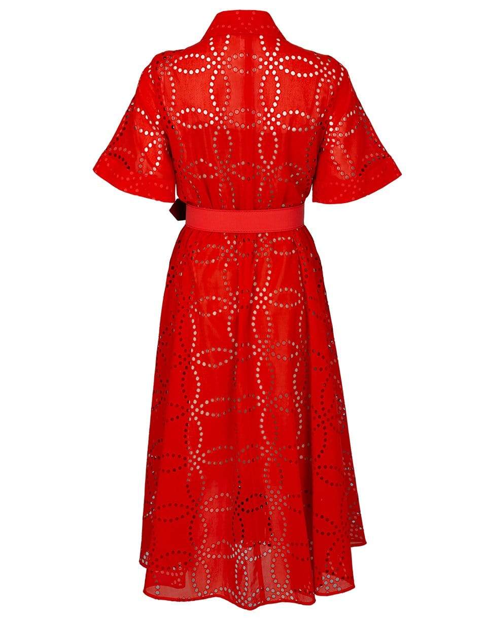 OSCAR DE LA RENTA-Full Skirt Collared Dress-POPPY