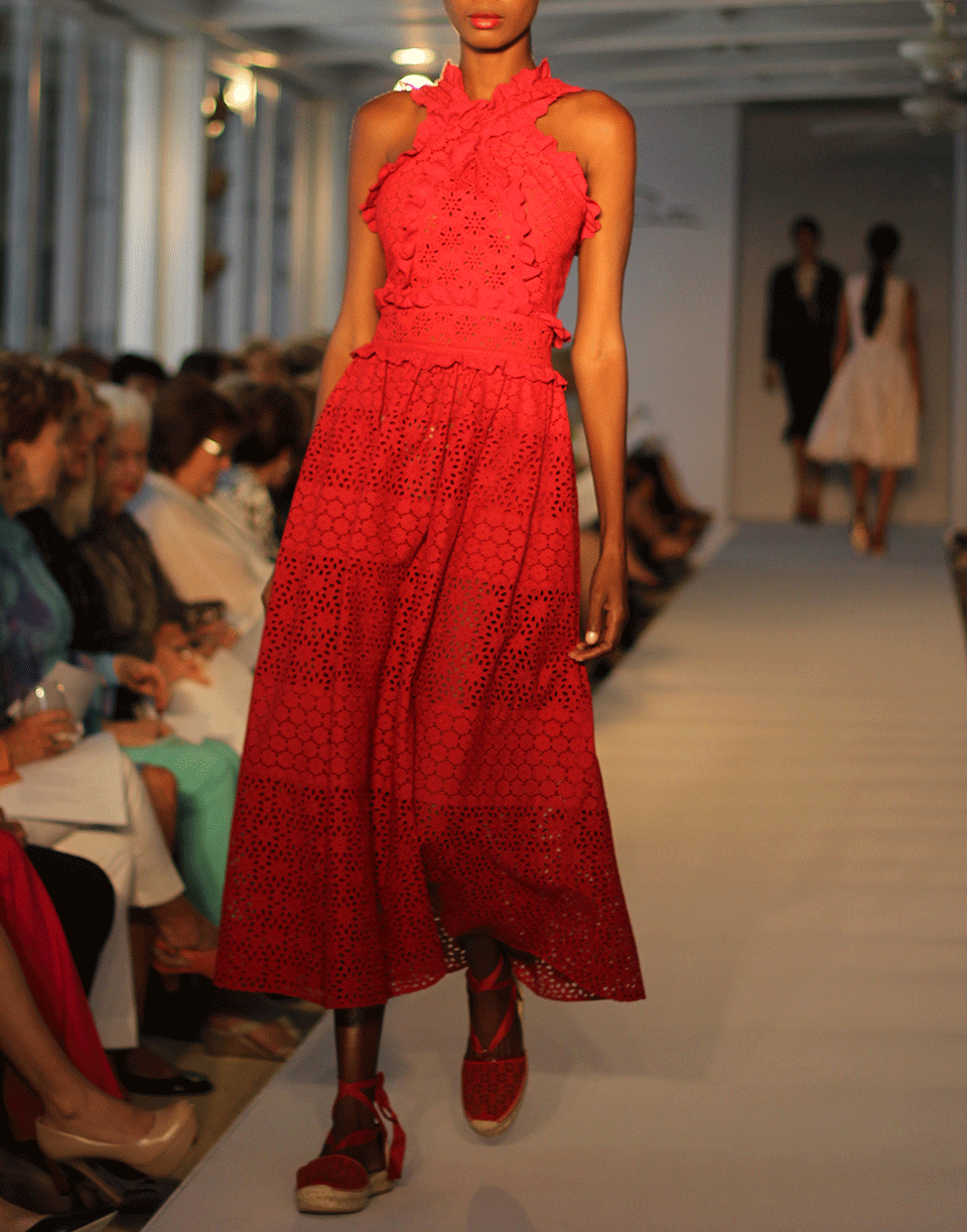 OSCAR DE LA RENTA-Cross Front Lace Dress-
