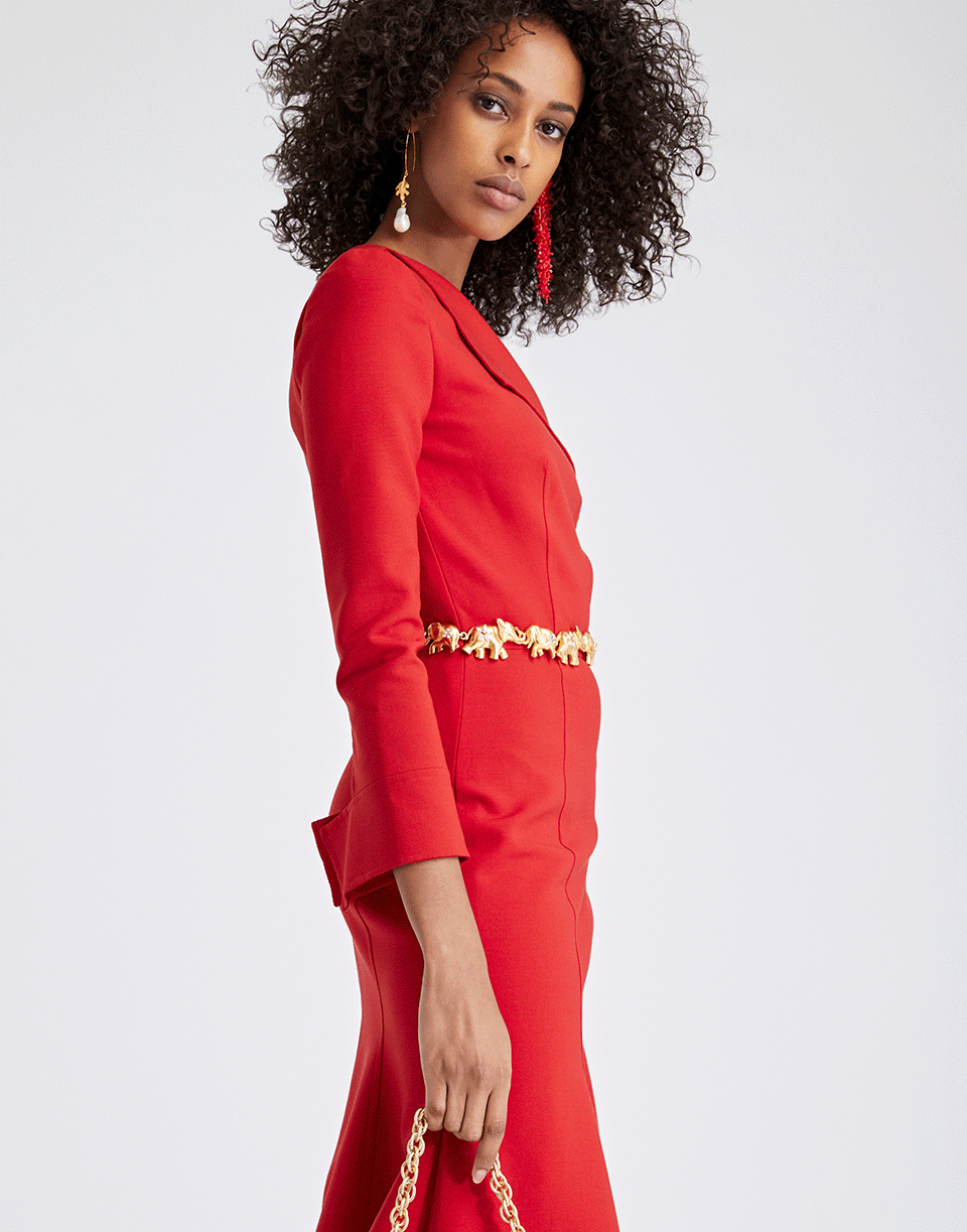 OSCAR DE LA RENTA-Double-Face Stretch-Wool Dress-