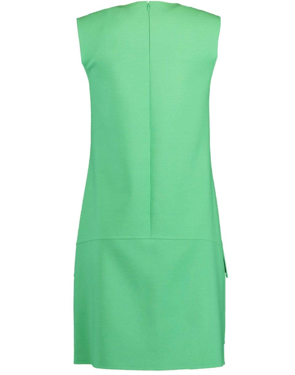 OSCAR DE LA RENTA-Crewneck Laser Pocket Shift Dress-