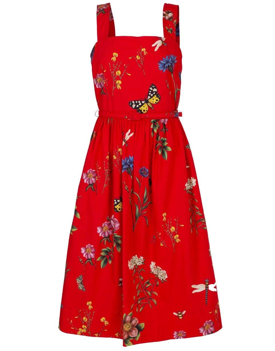 OSCAR DE LA RENTA-Poplin Floral Dress-