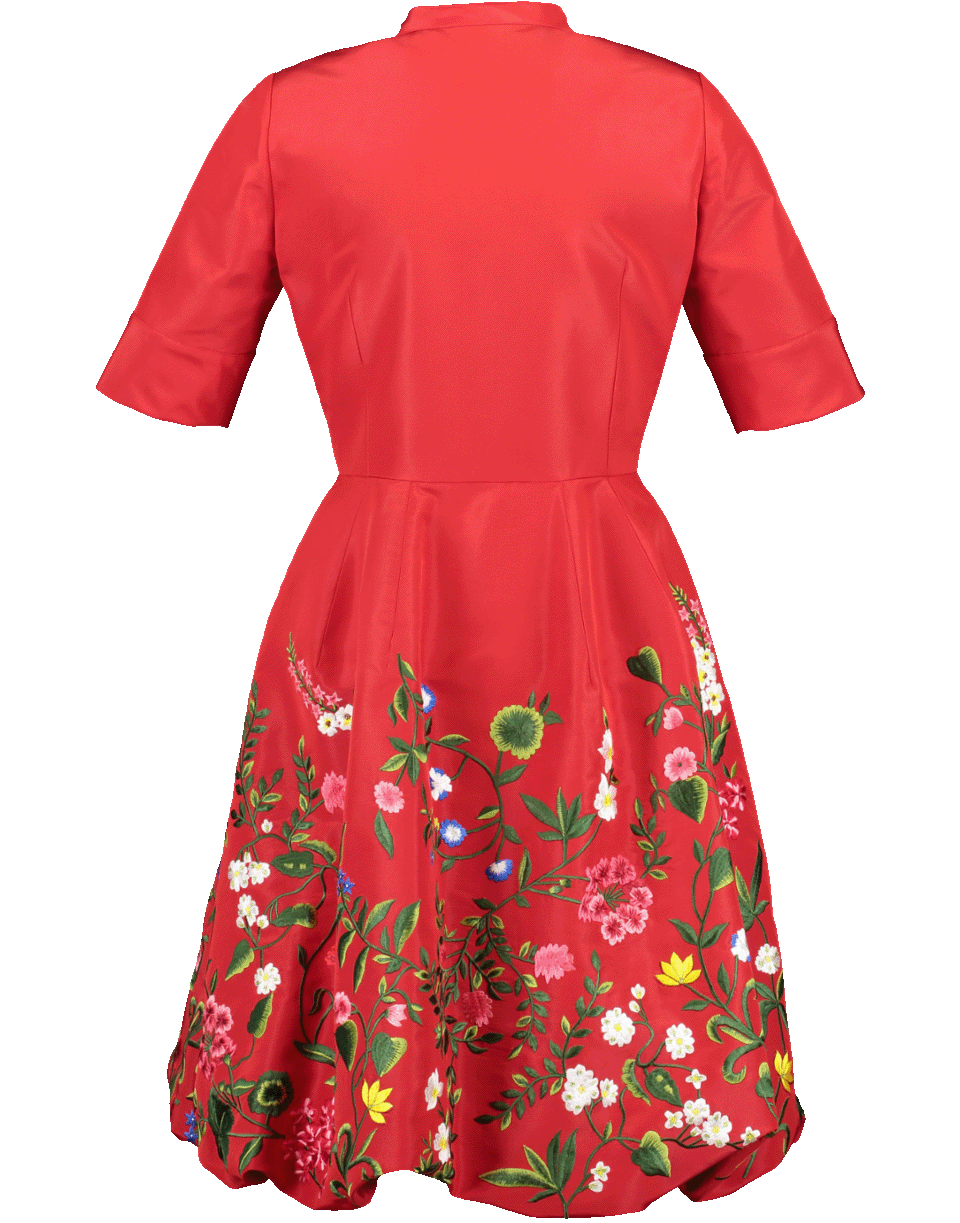OSCAR DE LA RENTA-Balloon Bottom Embroidered Dress-