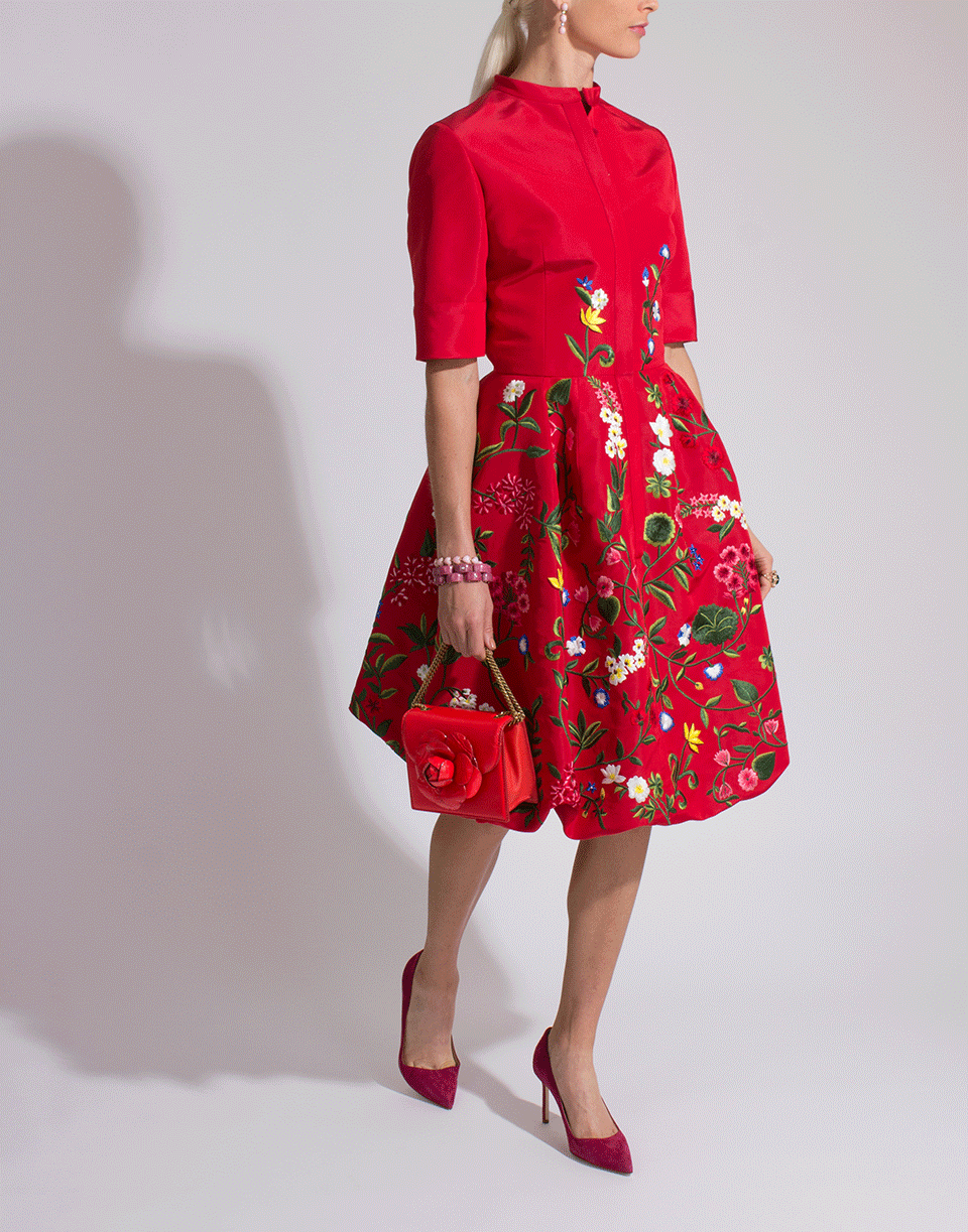 OSCAR DE LA RENTA-Balloon Bottom Embroidered Dress-