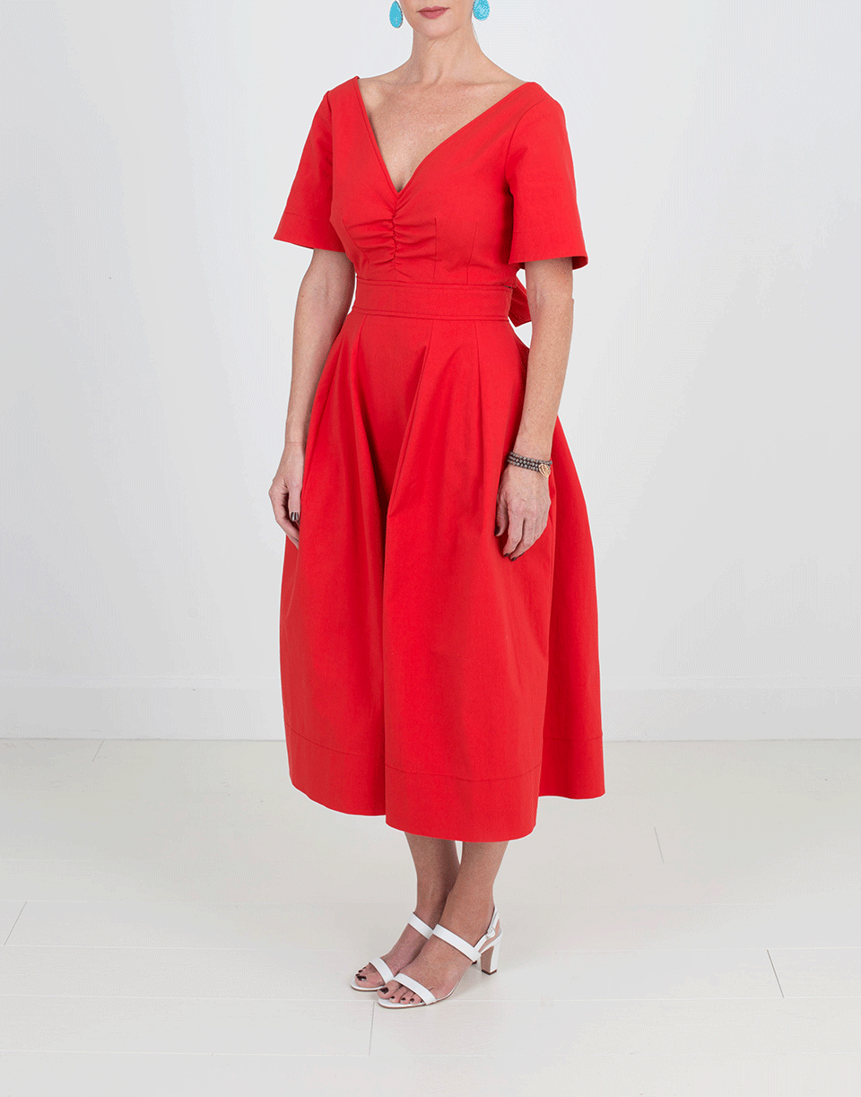 OSCAR DE LA RENTA-Midi Dress-SCARLET