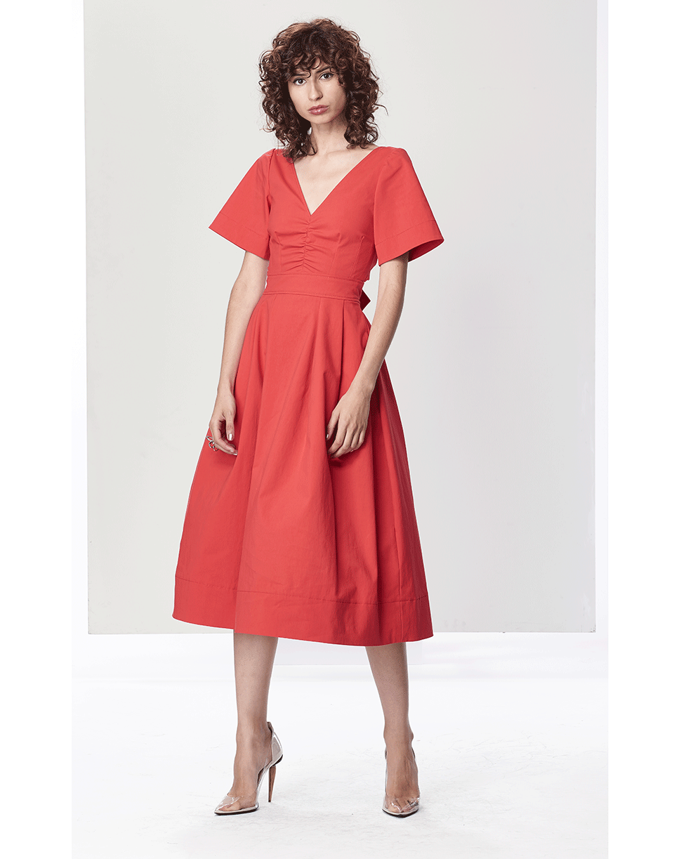 OSCAR DE LA RENTA-Midi Dress-SCARLET