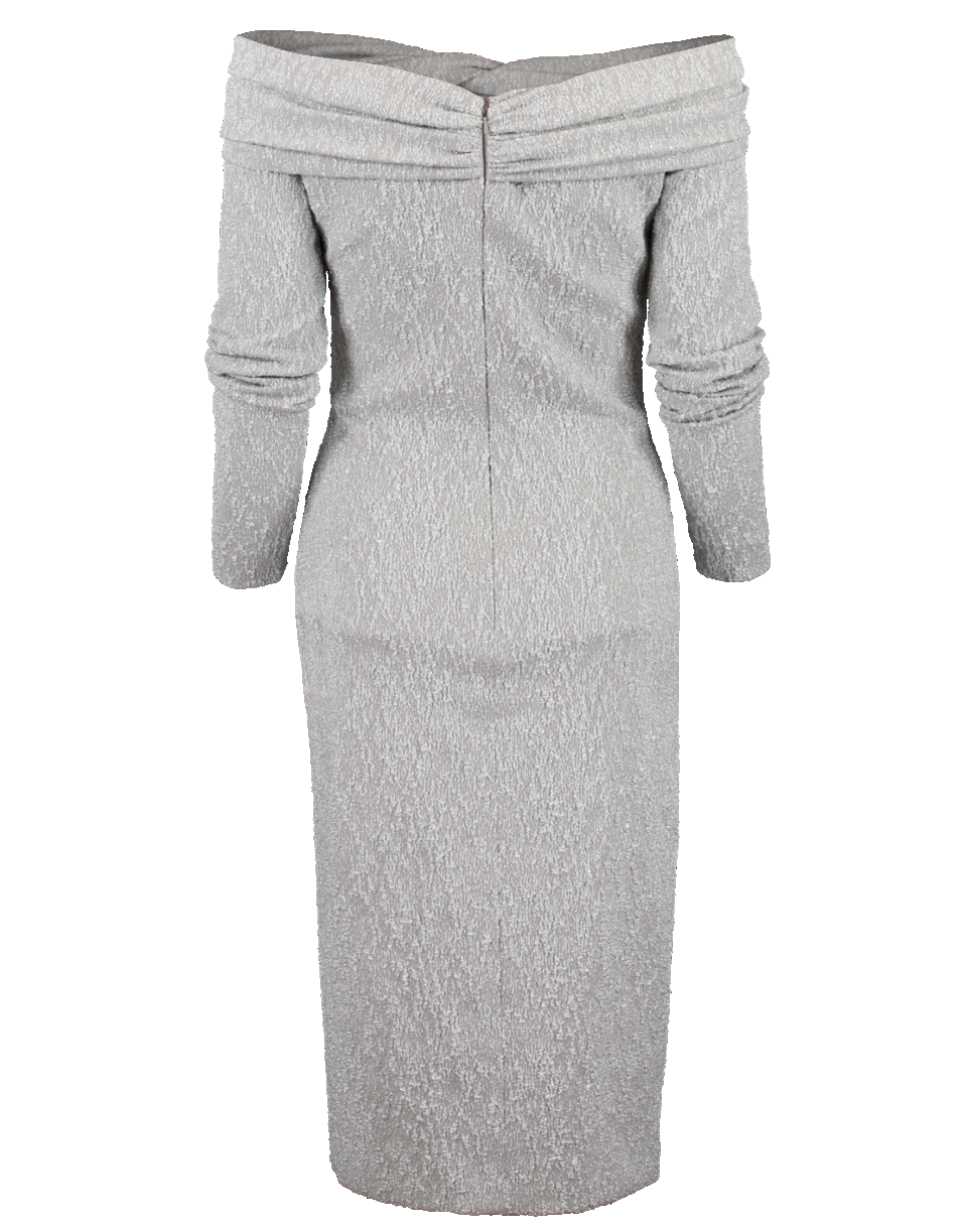OSCAR DE LA RENTA-Off Shoulder Dress-SILVER