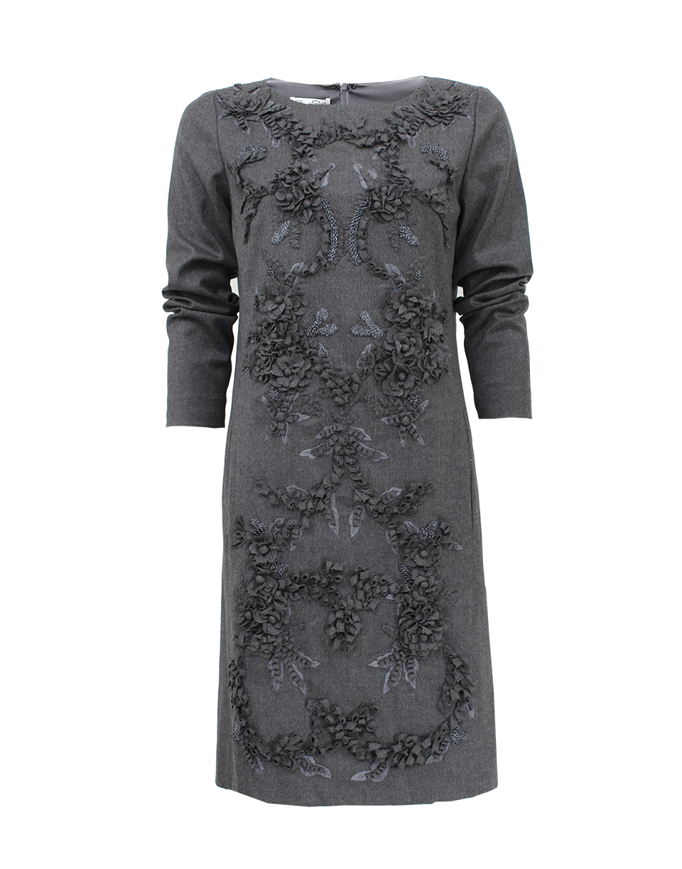 OSCAR DE LA RENTA-Bracelet Sleeve Shift Dress-STEEL
