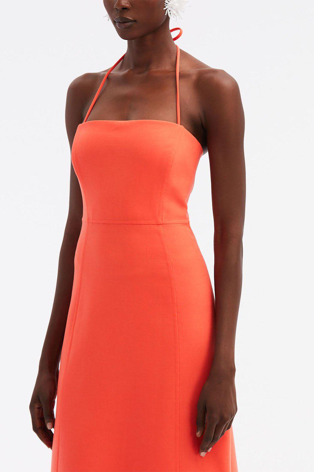 OSCAR DE LA RENTA-Halter Midi Dress-