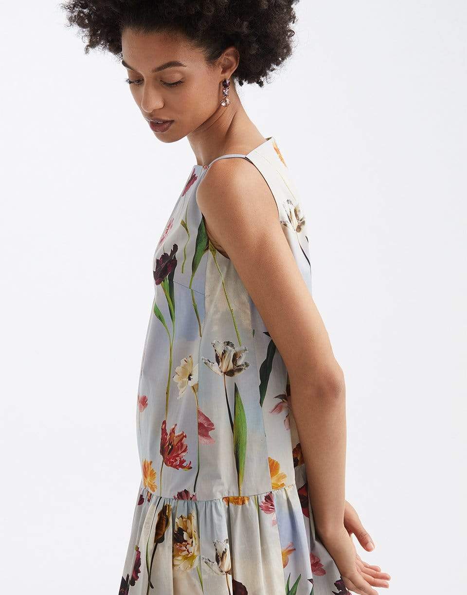 OSCAR DE LA RENTA-A-Line Floral Bow Dress-