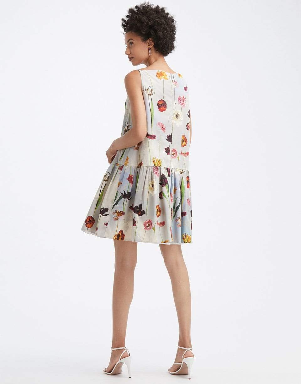OSCAR DE LA RENTA-A-Line Floral Bow Dress-
