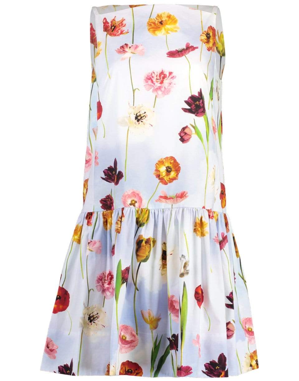OSCAR DE LA RENTA-A-Line Floral Bow Dress-