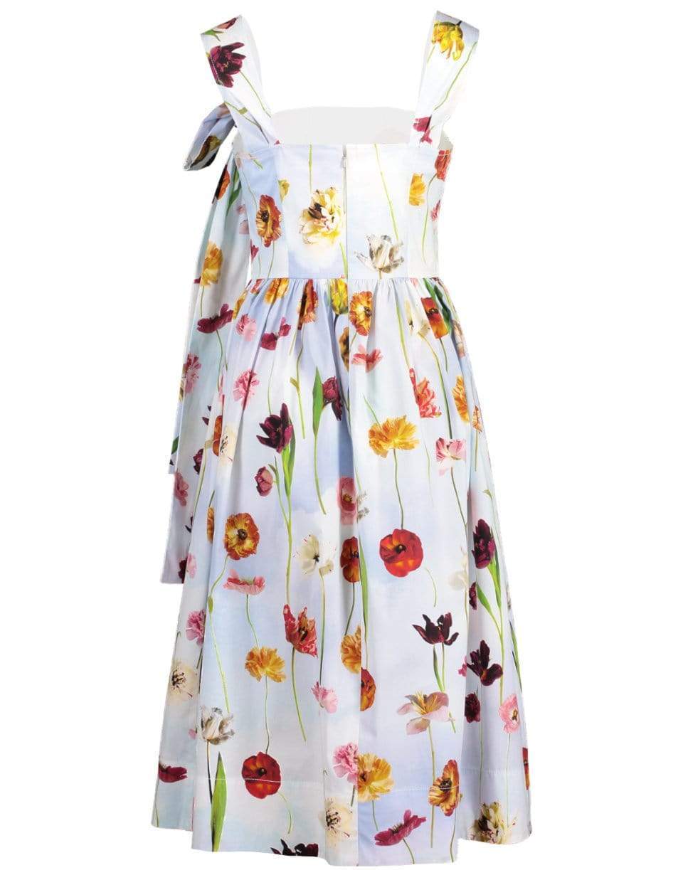 OSCAR DE LA RENTA-A-Line Floral Bow Dress-