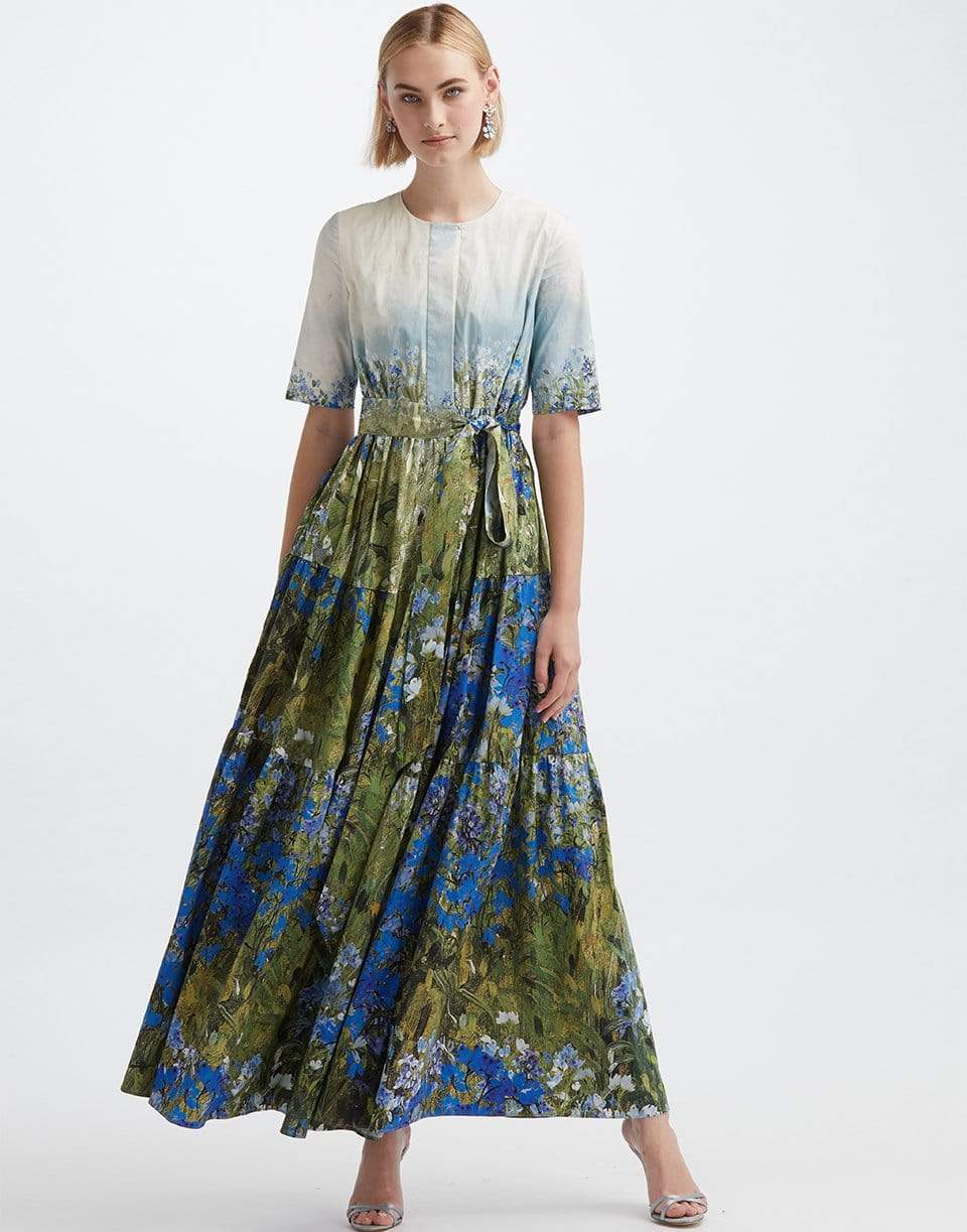 OSCAR DE LA RENTA-Short Sleeve Maxi Dress-