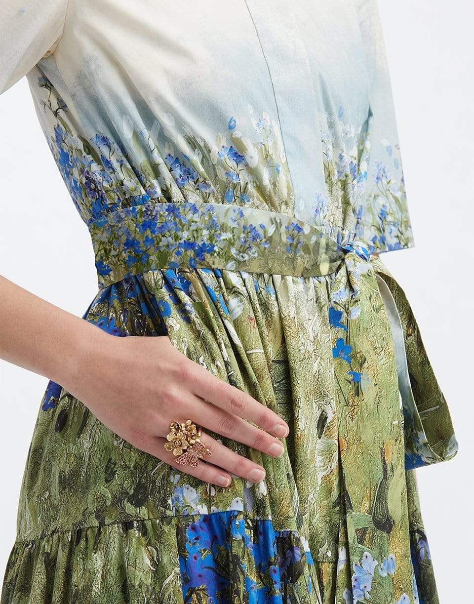 OSCAR DE LA RENTA-Short Sleeve Maxi Dress-