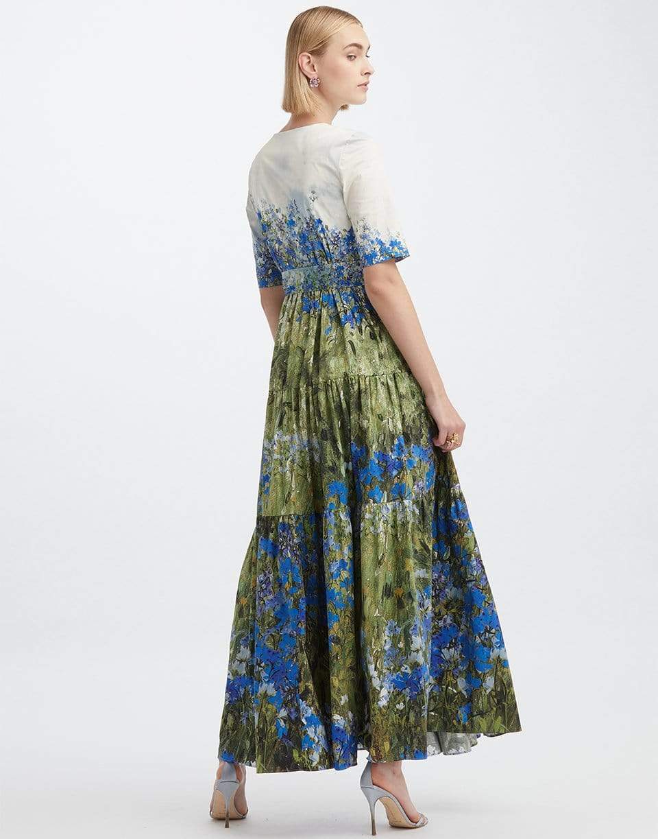 OSCAR DE LA RENTA-Short Sleeve Maxi Dress-