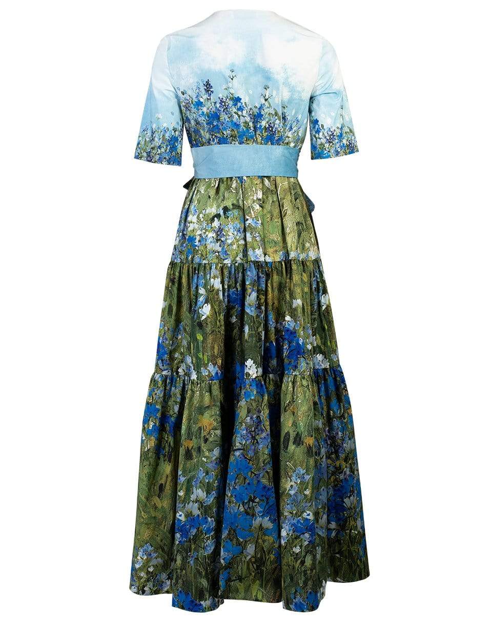 OSCAR DE LA RENTA-Short Sleeve Maxi Dress-