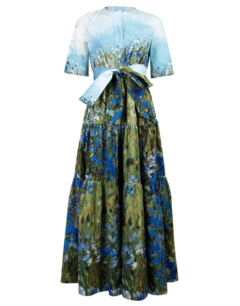 OSCAR DE LA RENTA-Short Sleeve Maxi Dress-