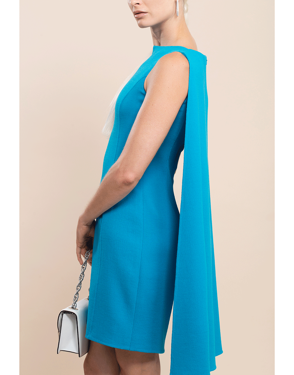 OSCAR DE LA RENTA-Shift Dress with Cape-