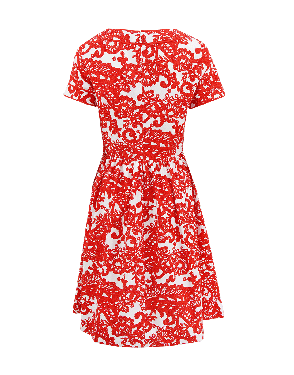 OSCAR DE LA RENTA-Bateau Neck Print Cotton Dress-