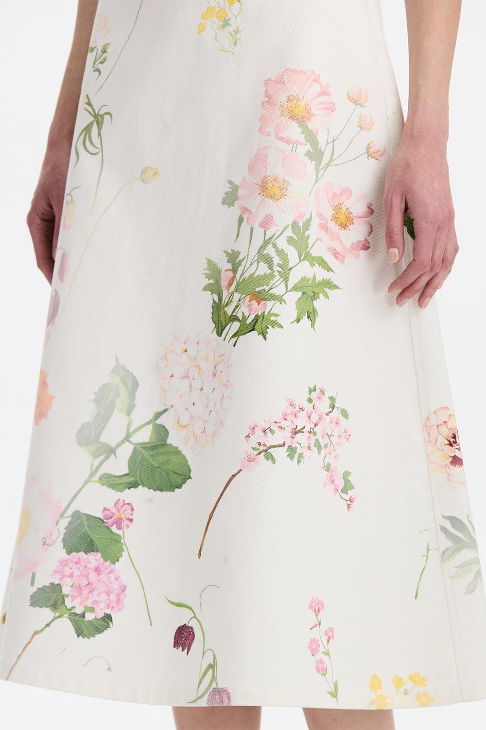Mixed Botanical Denim Skirt-WHITE-4-CLOTHINGDRESSCASUAL-OSCAR DE LA RENTA