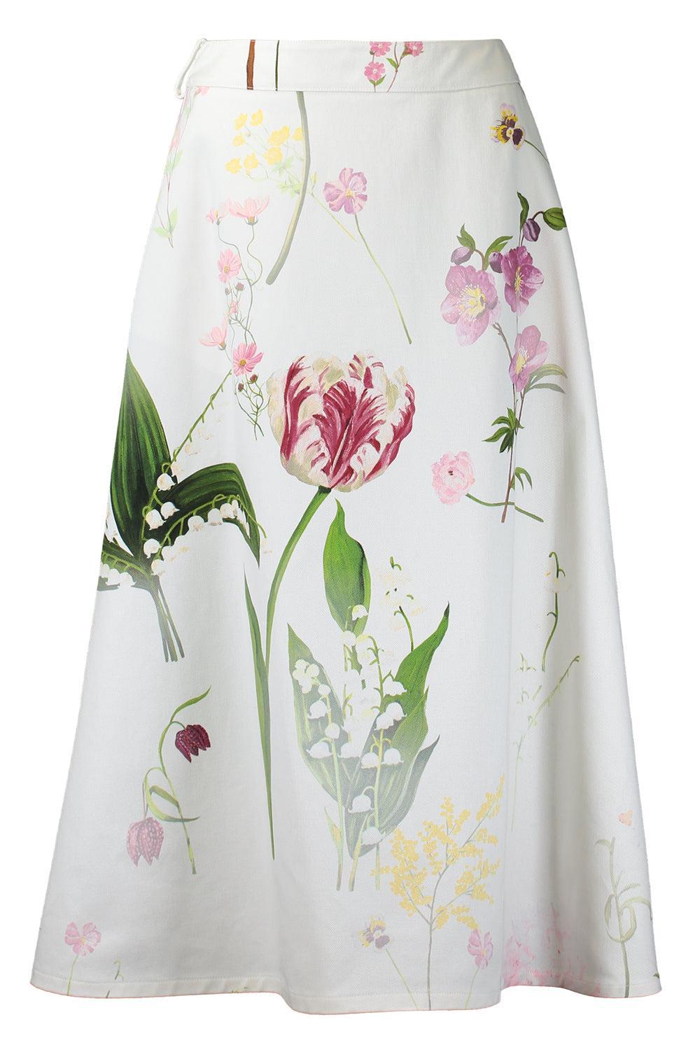 Mixed Botanical Denim Skirt-WHITE-4-CLOTHINGDRESSCASUAL-OSCAR DE LA RENTA