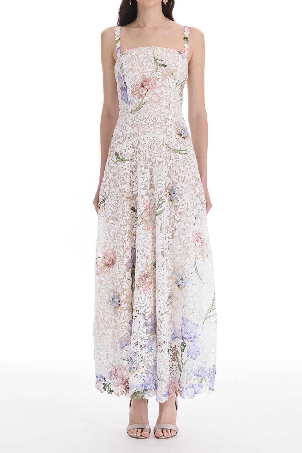  Sleeveless Iris Degradé Printed Lace Day Dress-WHITE-4-CLOTHINGDRESSCASUAL-OSCAR DE LA RENTA 