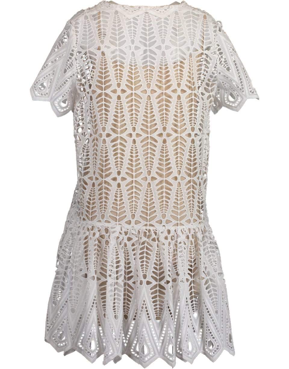 OSCAR DE LA RENTA-Eyelet Collared Dress-