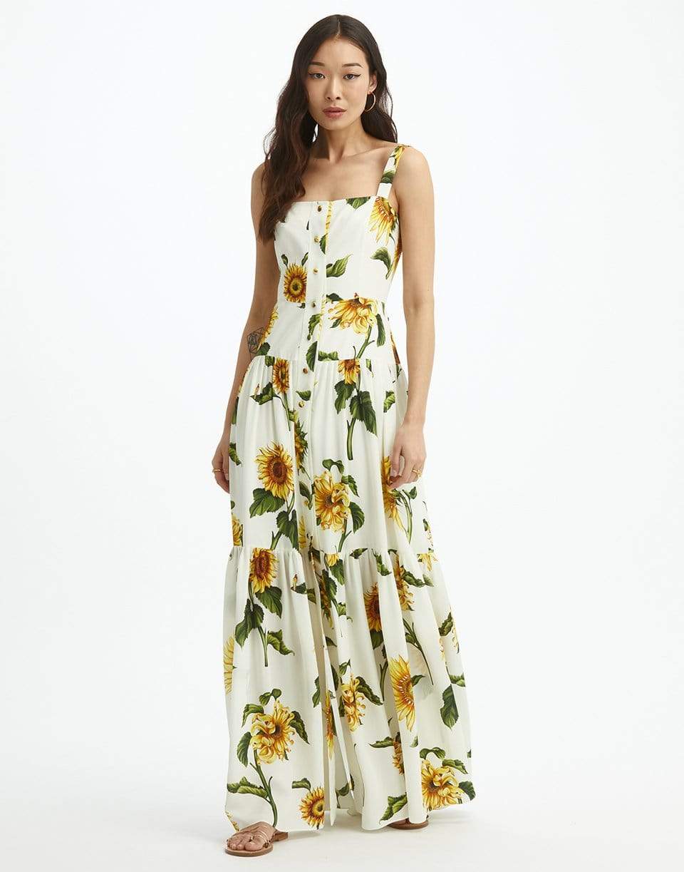 OSCAR DE LA RENTA-Sunflower Georgette Tank Dress-